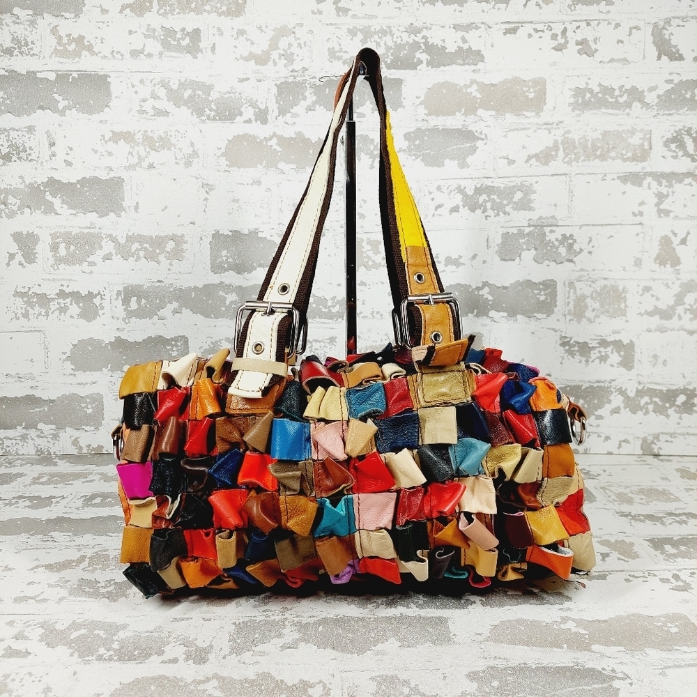 Boutique Leather Multicolor 2 Straps Hand Bag 1143 - Picture 6 of 14